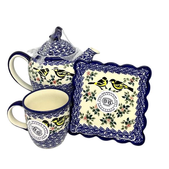 Unique Vintage Other - Polish Pottery Teapot Set from Zaklady Ceramiczne Boleslawiec